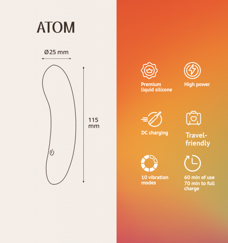 Мини вибратор Atom из премиального жидкого сликона (SENSORA)